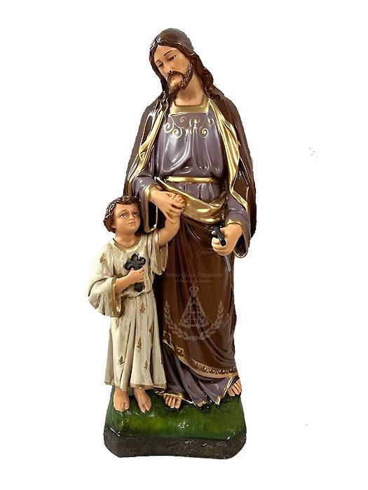 São José com Jesus em Pé Resina 55 cm