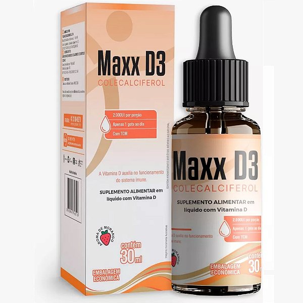 Vitamina D3 Colecalciferol 30ml 2000UI/gota Maxx D3 Com TCM