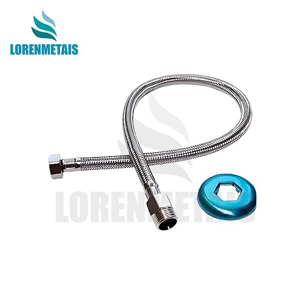 Mangueira Engate Flexivel Metal Cromado 60cm Ducha - 13015