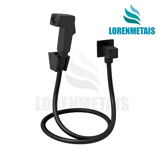 Ducha Higiênica Quadrado Completa Preto Fosco Black Matte - 13281