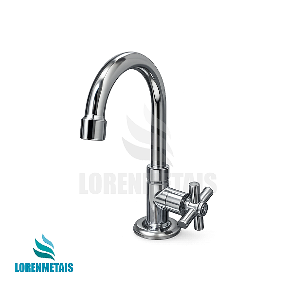 Torneira Para Lavatório Bica Móvel 1/4 De Volta C/ Acionamento Cruz - 13902