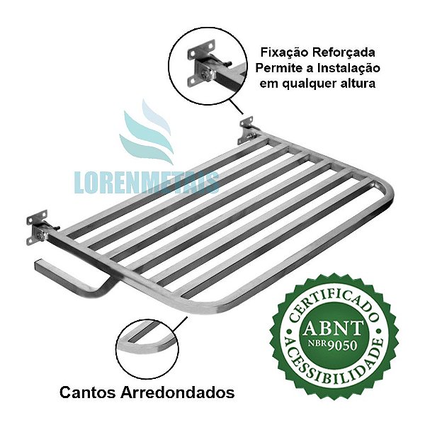 Banco Articulado de Inox para Banheiro PNE 45x70 - 1054