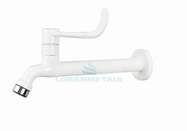 Torneira hospitalar de metal branca de parede 26 CM - 12055