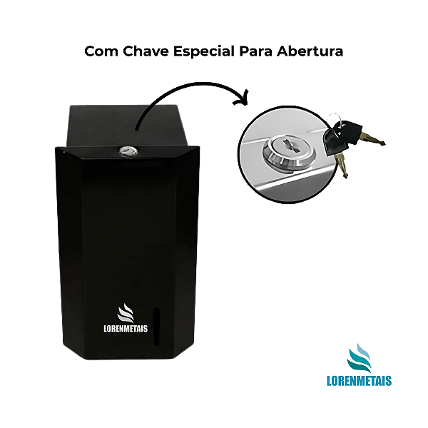 Toalheiro Cai Cai Preto Fosco De Metal Reforçado Com Trava LorenMetais - 12179