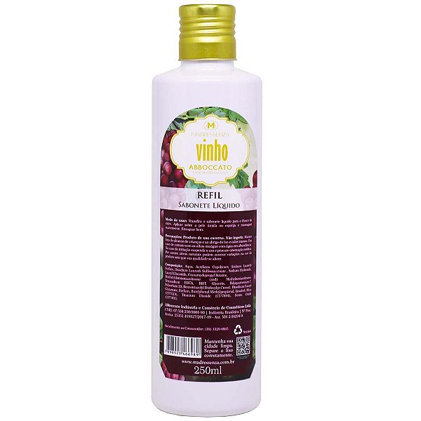 Refil sabonete líquido Madressenza vinho 250 ml