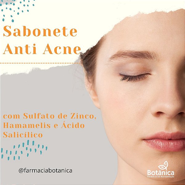 Sabonete facial com zinco, hamamélis e ácido salicílico 120ml - Anti acne, Controle da oleosidade