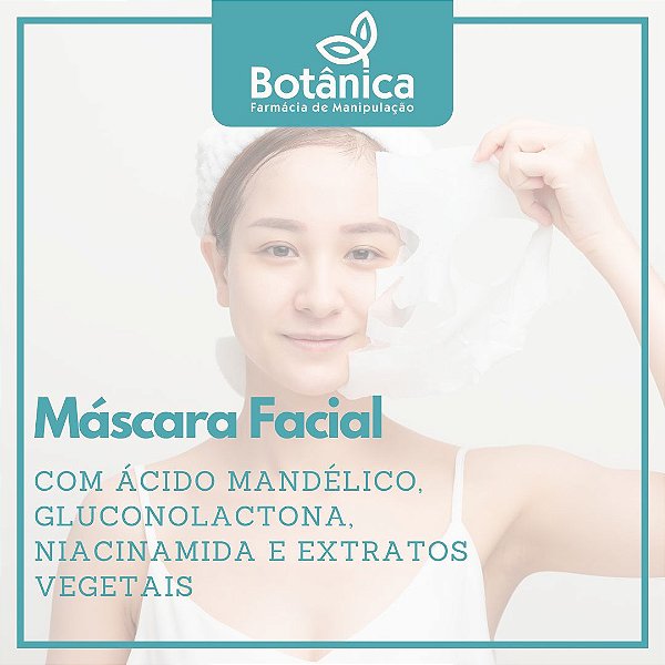 Máscara Facial com Ácido Mandélico, Gluconolactona, Niacinamida, e Extratos Vegetais