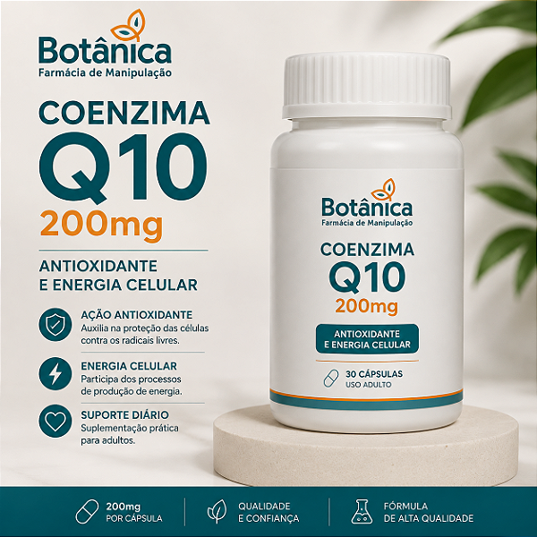 Coenzima Q10 200mg – Antioxidante e Energia Celular – 30 Cápsulas