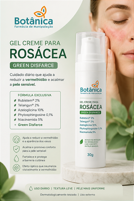 Gel Creme para Rosácea com Rubistem®, Telangyn® e Azeloglicina – Green Disfarce 30g