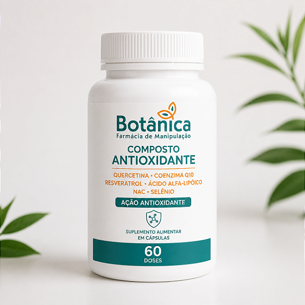 Composto Antioxidante com Quercetina, Coenzima Q10, Resveratrol, Ácido Alfa-Lipóico e NAC – 60 Doses