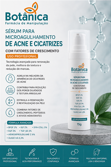 Sérum para Microagulhamento de Acne e Cicatrizes com Fatores de Crescimento – Uso Profissional 15g