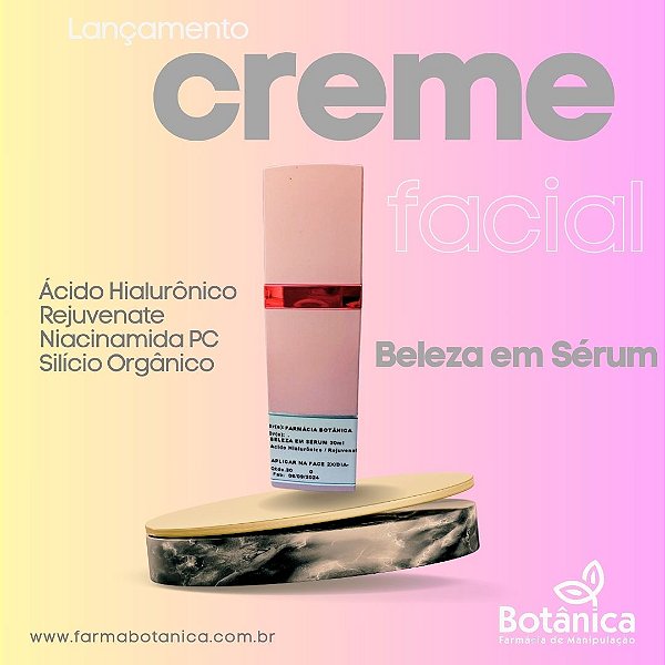 Beleza em Sérum 30ml - Ácido Hialurônico, Rejuvenate, Niacinamida, Silício Orgânico