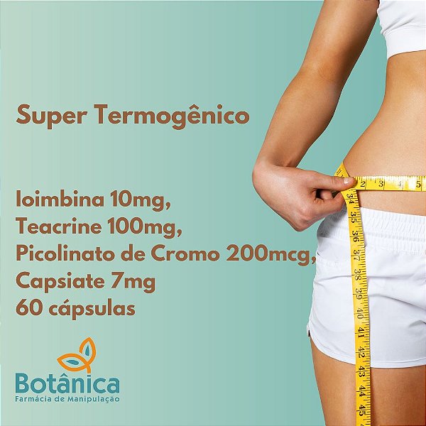 Super Termogênico - Ioimbina 10mg, Teacrine 100mg, Picolinato de Cromo 200mcg, Capsiate 7mg 60 cápsulas