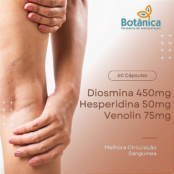 Diosmina 450mg, Hesperidina 50mg, VENOLIN 75MG,  60 cápsulas - melhora circulação