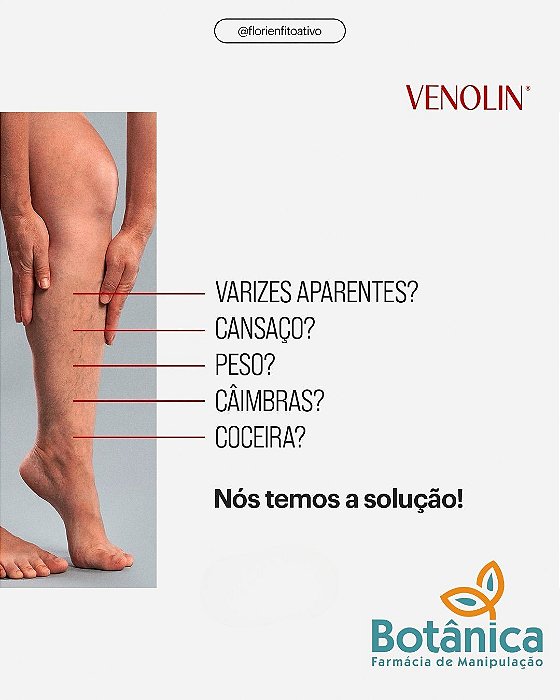 VENOLIN - EXT. RUSCUS ACULEATUS 75mg - Melhora Circulação 60 Cápsulas