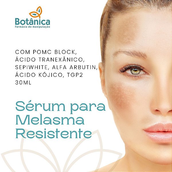 Sérum para Melasma Resistente com Pomc Block, Ácido Tranexânico, Sepiwhite, Alfa Arbutin, Ácido Kójico, Tgp2 30ml