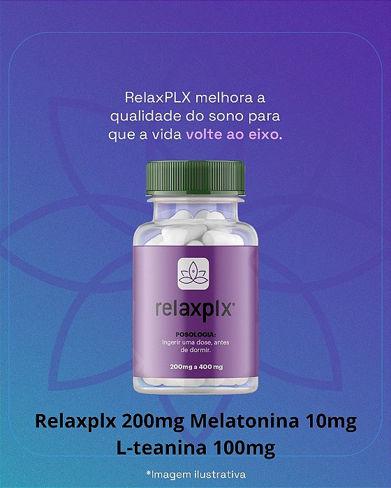 RelaxPLX® 200mg,  Melatonina 10mg, L-teanina 100mg