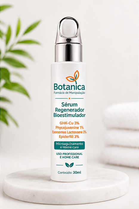 Sérum Regenerador Bioestimulador GHK-Cu 3% + Phycojuvenine 1% + Exossomas Lactosome 3% + Epiderfill 3% (Microagulhamento e Home care)