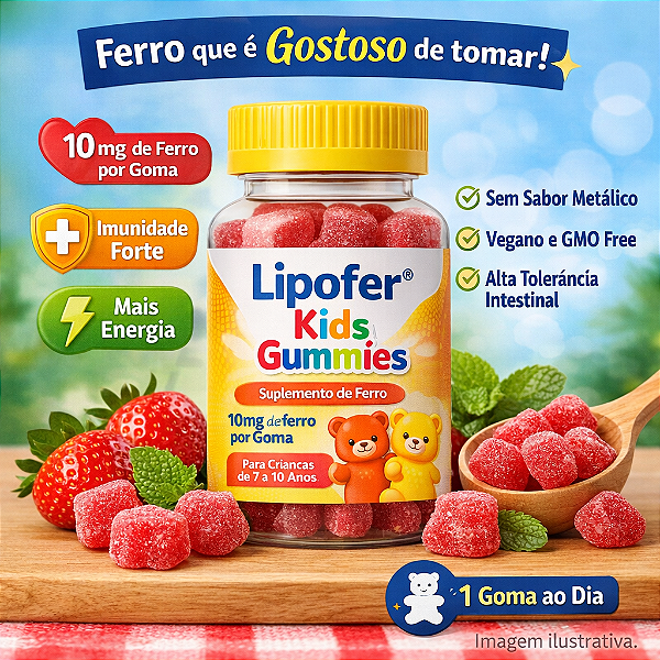 Lipofer® Kids Gummies – Ferro de Alta Absorção para Crianças 10mg