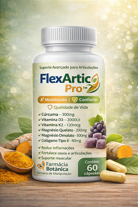 OsteoFlex Complex - Cúrcuma, Vitamina D3, Vitamina K2, Magnésio Bisglicinato, Magnésio Dimalato, Colágeno Tipo II