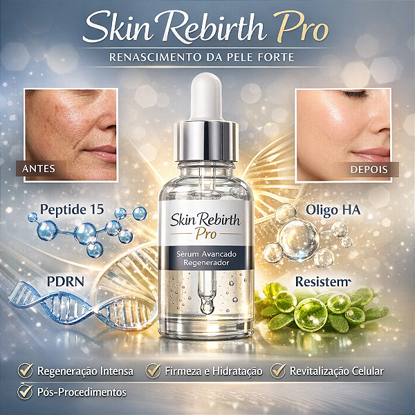 Skin Rebirth Pro - Renascimento da pele forte  com Peptide 15 –  Oligo HA – PDRN –  Resistem – Sérum