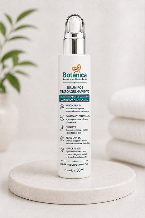 Bioestimulador de Colágeno com Hidroapatita de Cálcio - Nano Caha 5%, Exossomos Centella 1%, Pdrn 0,1 % , Recol Skin 3%, Peptide 15 10%- Sérum Para Microagulhamento 30ml