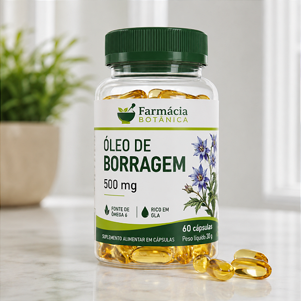 Óleo de Borragem 500 mg 60 Cápsulas