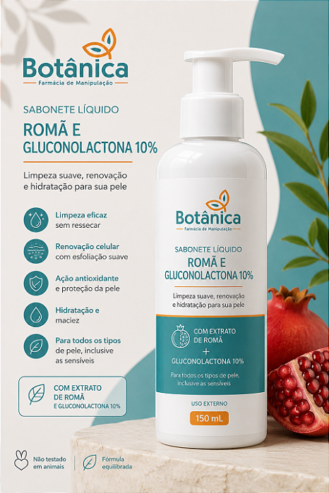 Sabonete Líquido de Romã + Gluconolactona 10% | 150 mL