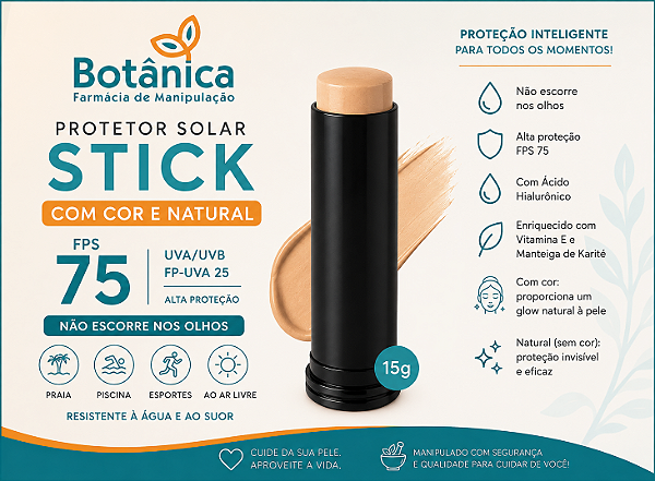 Protetor Solar Stick FPS 75 – Bege 15g