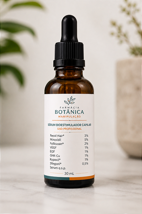 Sérum Bioestimulador Capilar Profissional com om Sfíngoni, Vegf, Ghk-Cu, Egf, Recol Hair, Minoxidil, Kopexil, Follicusan