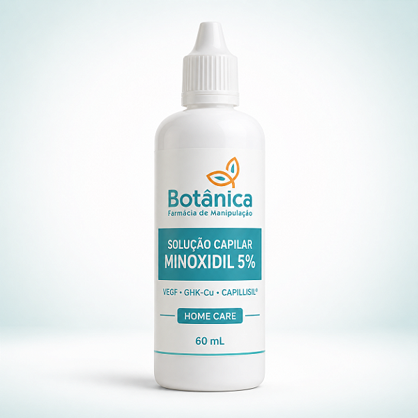 Solução Capilar com Minoxidil 5%, VEGF, GHK-Cu e Capillisil® – 60 mL