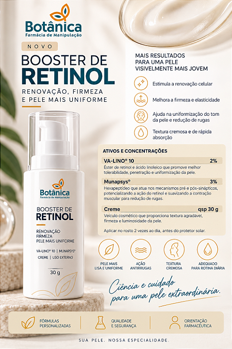 Booster de Retinol com VA-LINO® 10 e Munapsys® – Creme Anti-idade 30 g