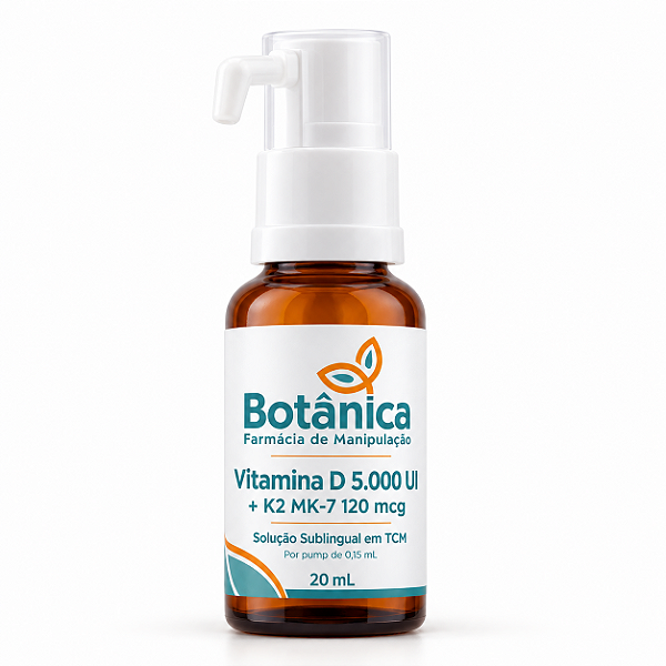 Vitamina D 5.000 UI + K2 MK-7 120 mcg | Solução Sublingual 20 mL