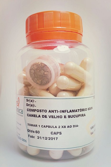 Composto anti-inflamatório com canela de velho e sucupira 500mg 60 cápsulas