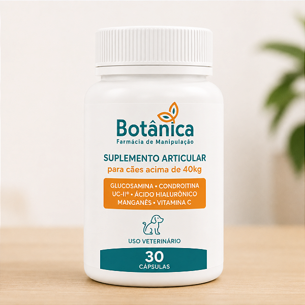 Suplemento Articular para Cães acima de 40kg com Glucosamina, Condroitina, UC-II® e Ácido Hialurônico – 30 Cápsulas