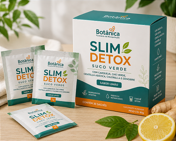 Slim Detox – Suco Verde com Carqueja, Chá Verde, Centella, Chlorella e Gengibre – 30 Sachês