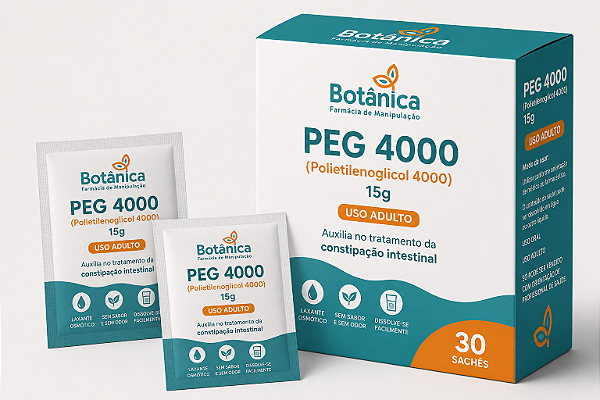 PEG 4000 (Polietilenoglicol 4000) 15g – 30 Sachês | Constipação Intestinal