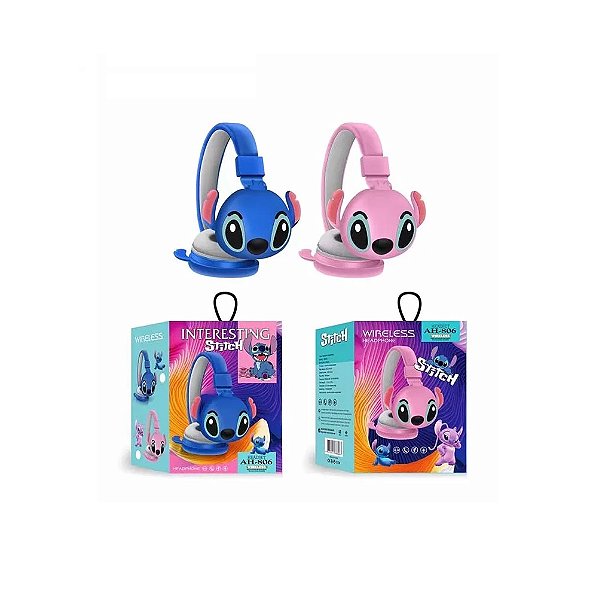 Fone de Ouvido Bluetooth Headset Sem Fio desenho Stitch para Android e IOS