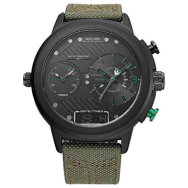 Relógio Masculino Weide AnaDigi WH6405B - Preto e Verde