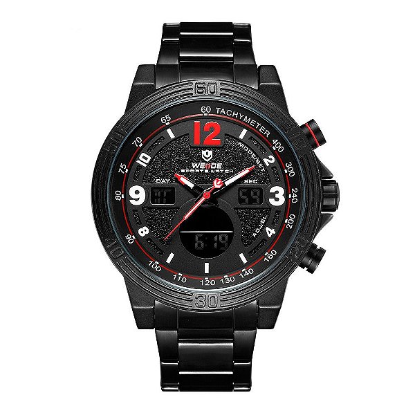 Relógio Masculino Weide AnaDigi WH6908B - Preto e Vermelho