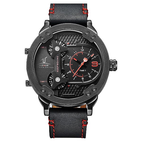 Relógio Masculino Weide Analógico UV1506B - Preto e Vermelho