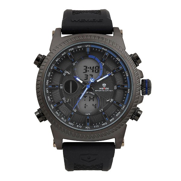 Relógio Masculino Weide AnaDigi WH6403B - Preto e Azul