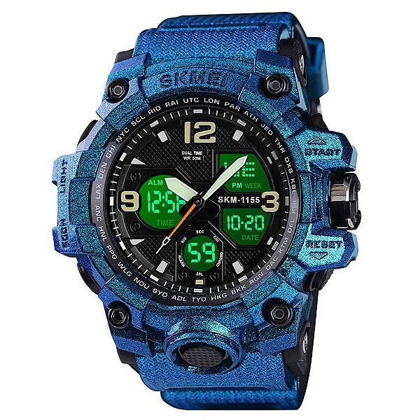 Relógio Masculino Skmei AnaDigi 1155B - Azul Brilhante