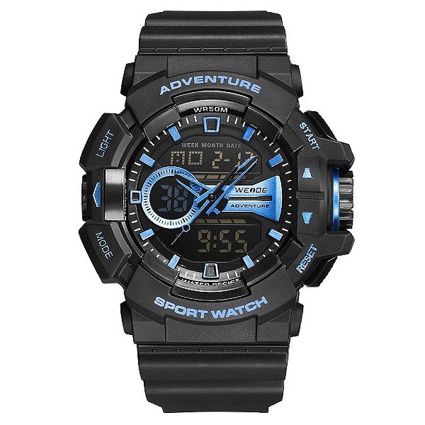Relógio Masculino Weide AnaDigi WA3J8002 - Preto e Azul