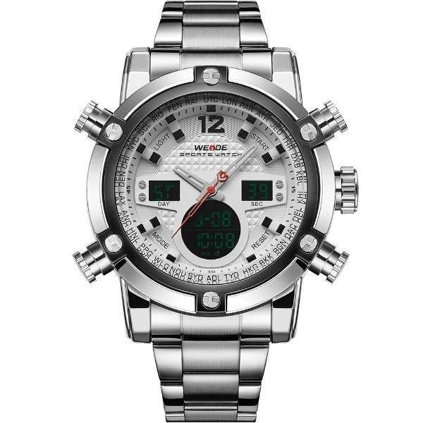 Relógio Masculino Weide AnaDigi WH-5205 - Prata e Branco