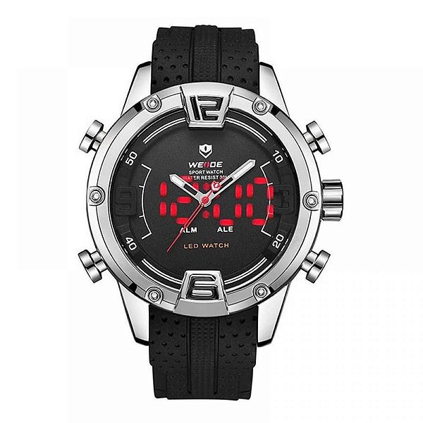 Relógio Masculino Weide AnaDigi WH-7301 - Preto e Prata