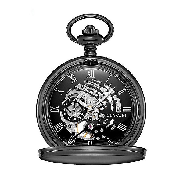 Relógio de Bolso Automático Unissex Ouyawei Analógico - Preto