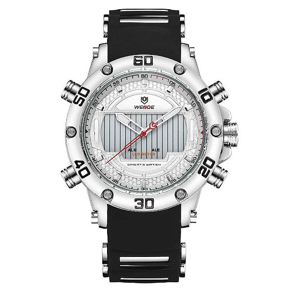 Relógio Masculino Weide AnaDigi WH-6910 - Prata e Branco