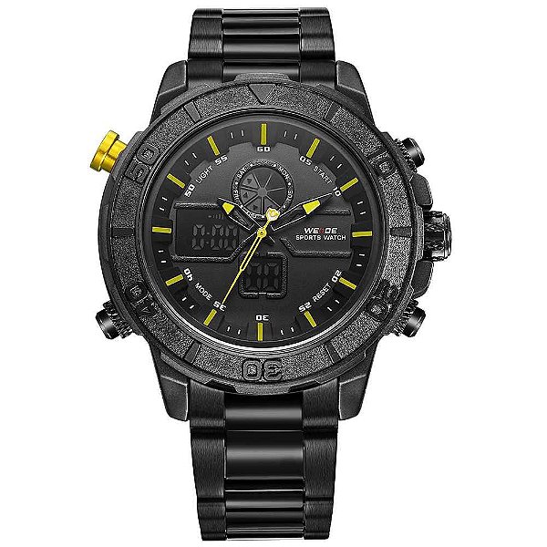 Relógio Masculino Weide AnaDigi WH-6108 - Preto e Amarelo