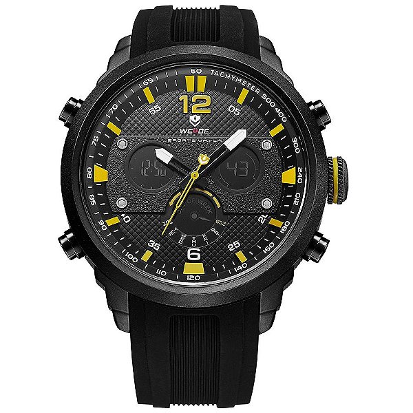 Relógio Masculino Weide AnaDigi WH6303 - Preto e Amarelo